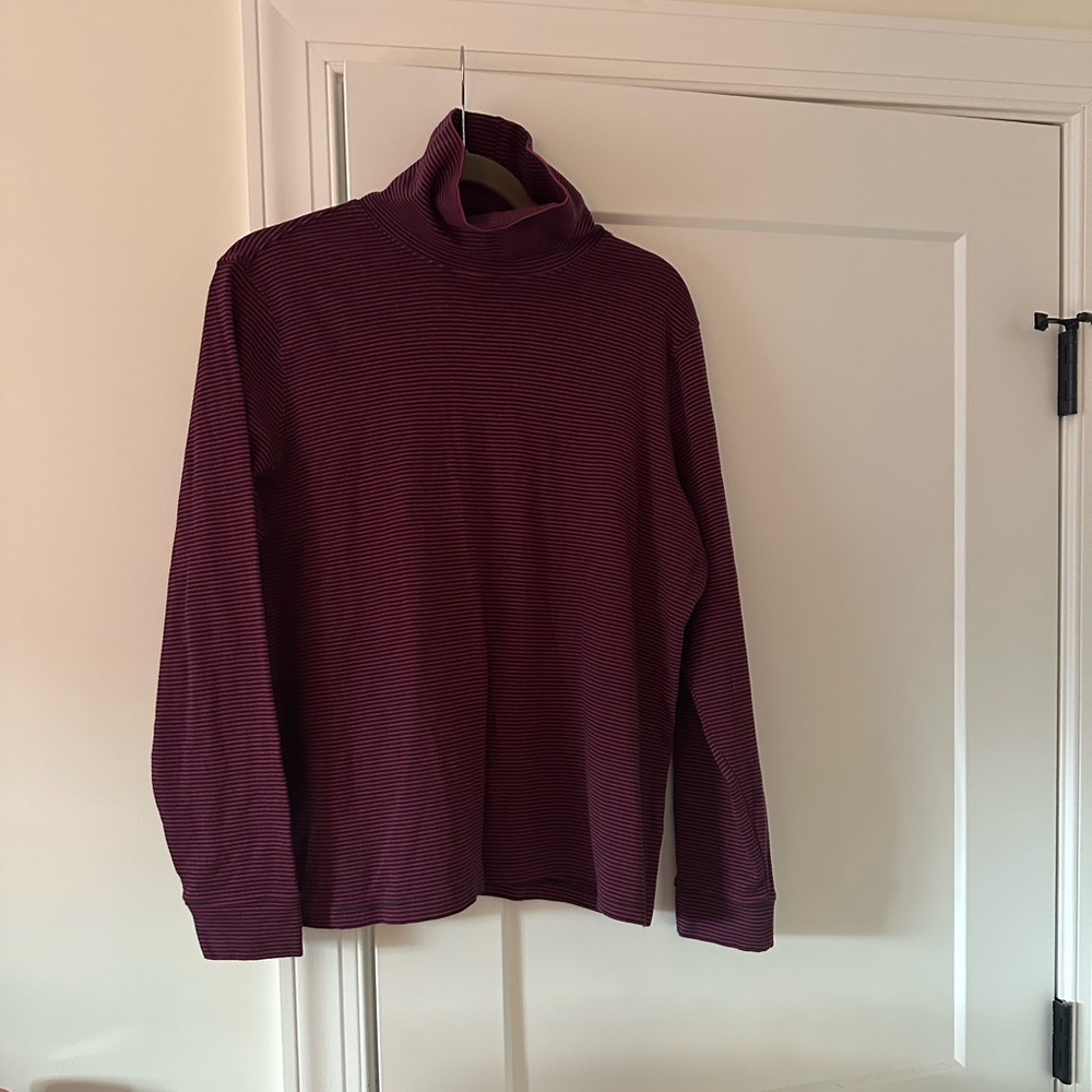 L.L. Bean Maroon and Navy striped Turtleneck